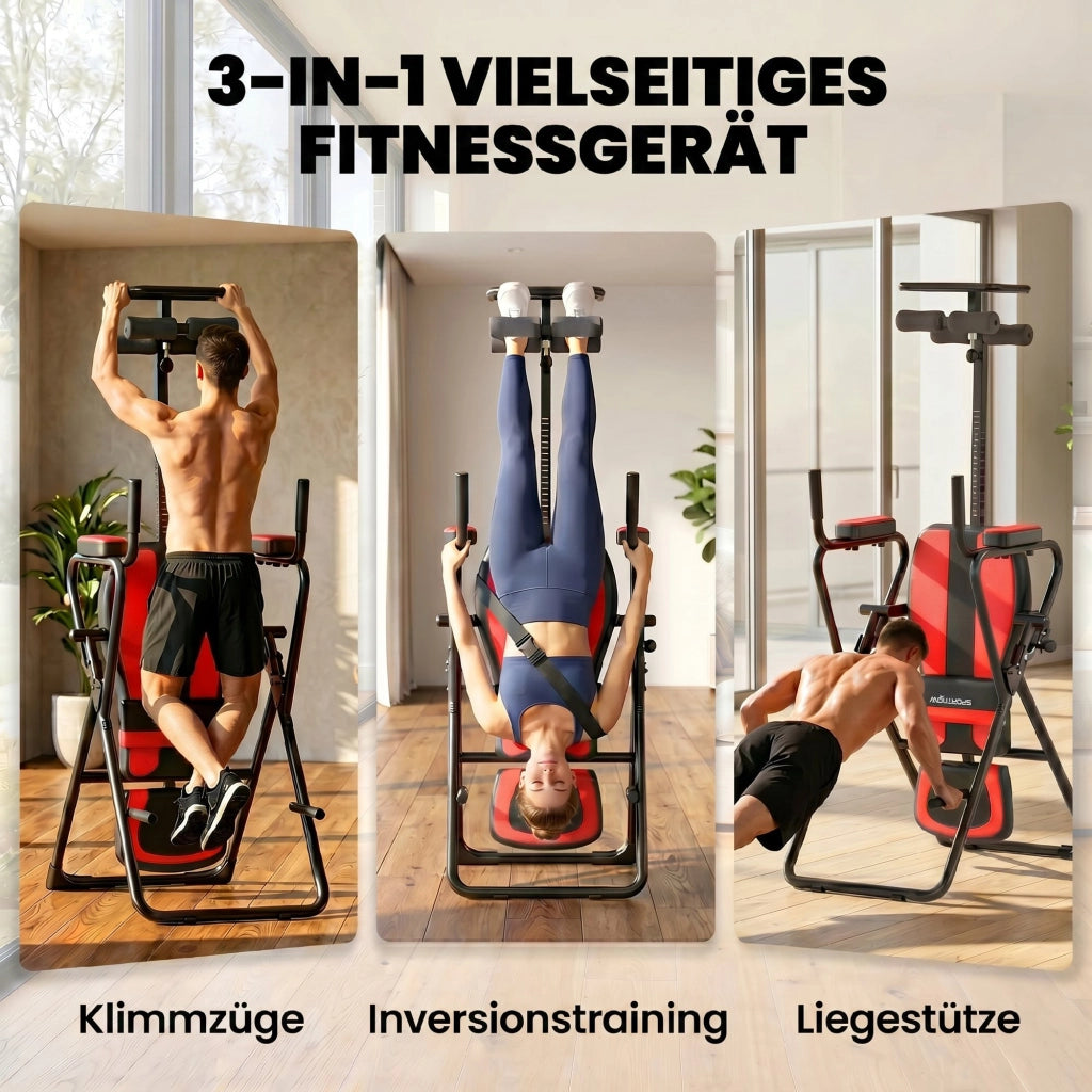 Inversionsbank 3-in-1 con tavolo e sbarre ¨C zephmum ¨C nero