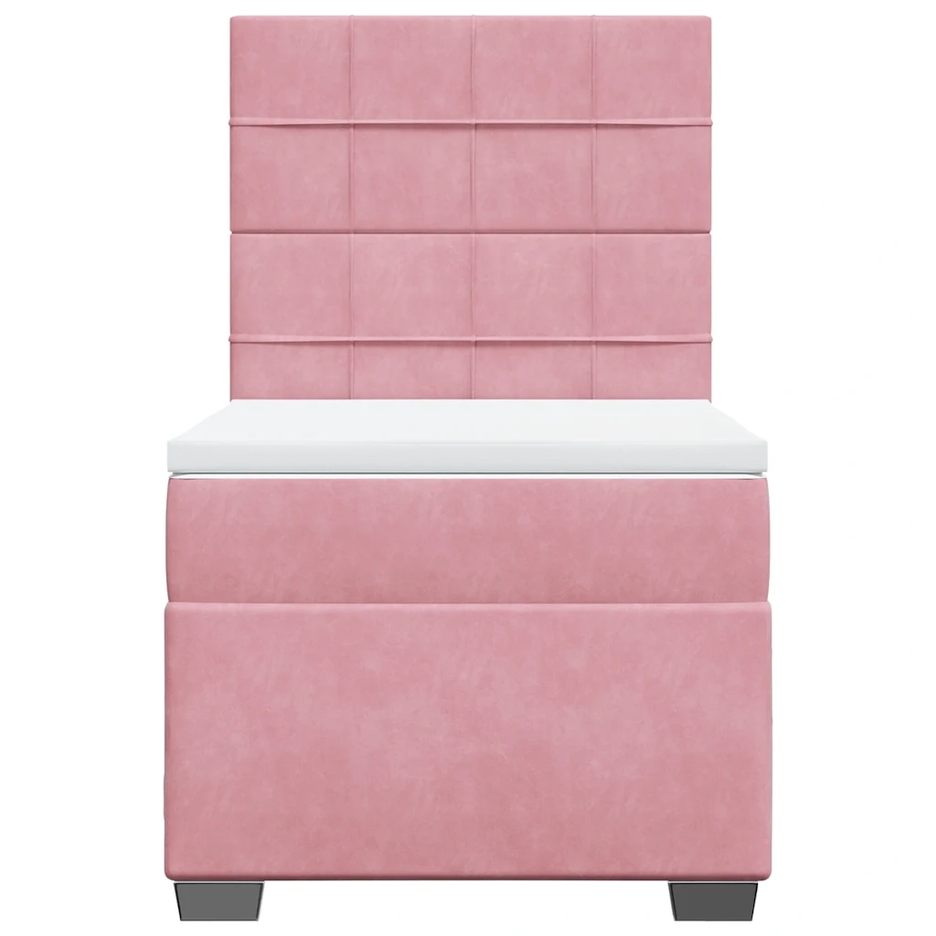 Giroletto a Molle con Materasso Rosa 90x190 cm in Velluto 3293091