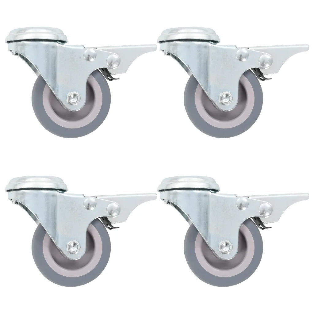 Ruote Girevoli con Foro per Bulloni e Doppio Freno 4 pz 50 mm cod mxl 71245