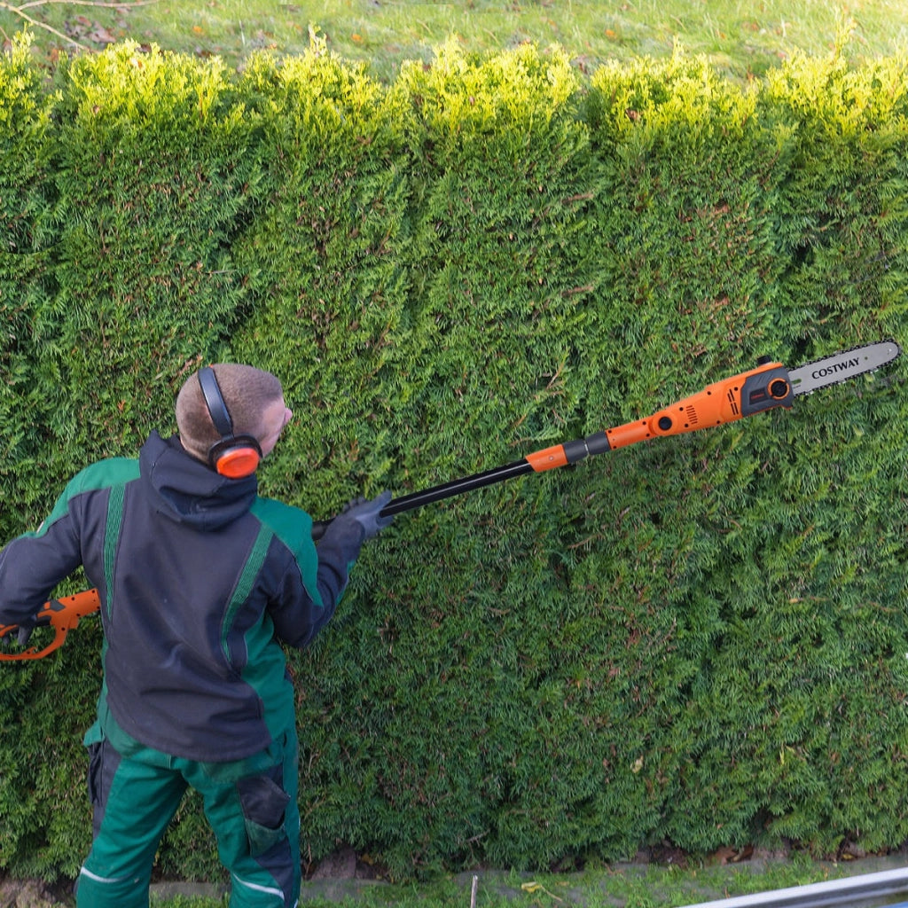 Sega elettrica estensibile multi angolo 212-186 cm, Motosega telescopica da giardino 750W 11 m/s Arancione