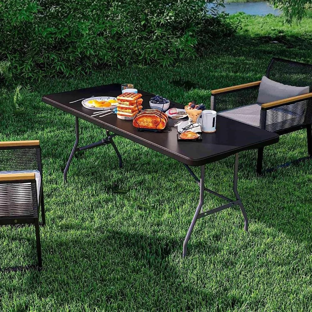 Trade Shop - Tavolo Pieghevole Portatile Rettangolare 180cm Multiuso Campeggio Eventi 4-6 Persone -