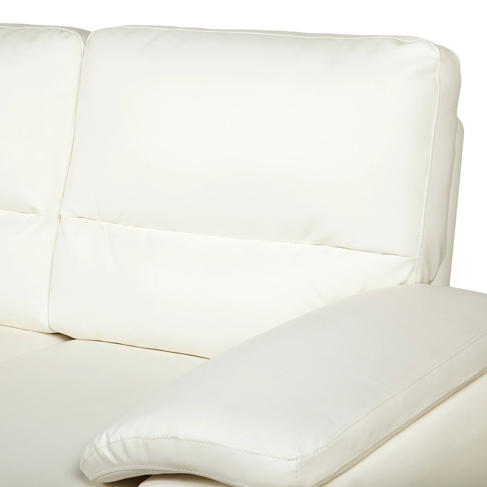 Divano da soggiorno in ecopelle a 2 posti color bianco sporco sofa moderno