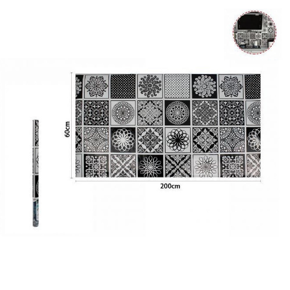 Trade Shop - Rotolo Adesivo Muri Parete Carta Da Parati Adesiva 60cmx2mt Maioliche Nere 70858 -