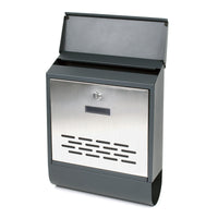 Cassetta postale con vano portagiornale V37 antracite + inox 305 x 105 x 385 mm con vetrino nome