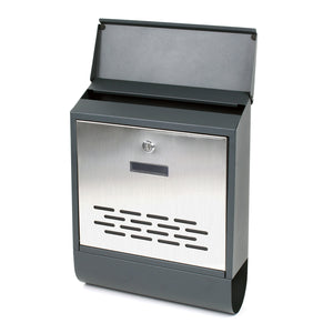 Cassetta postale con vano portagiornale V37 antracite + inox 305 x 105 x 385 mm con vetrino nome