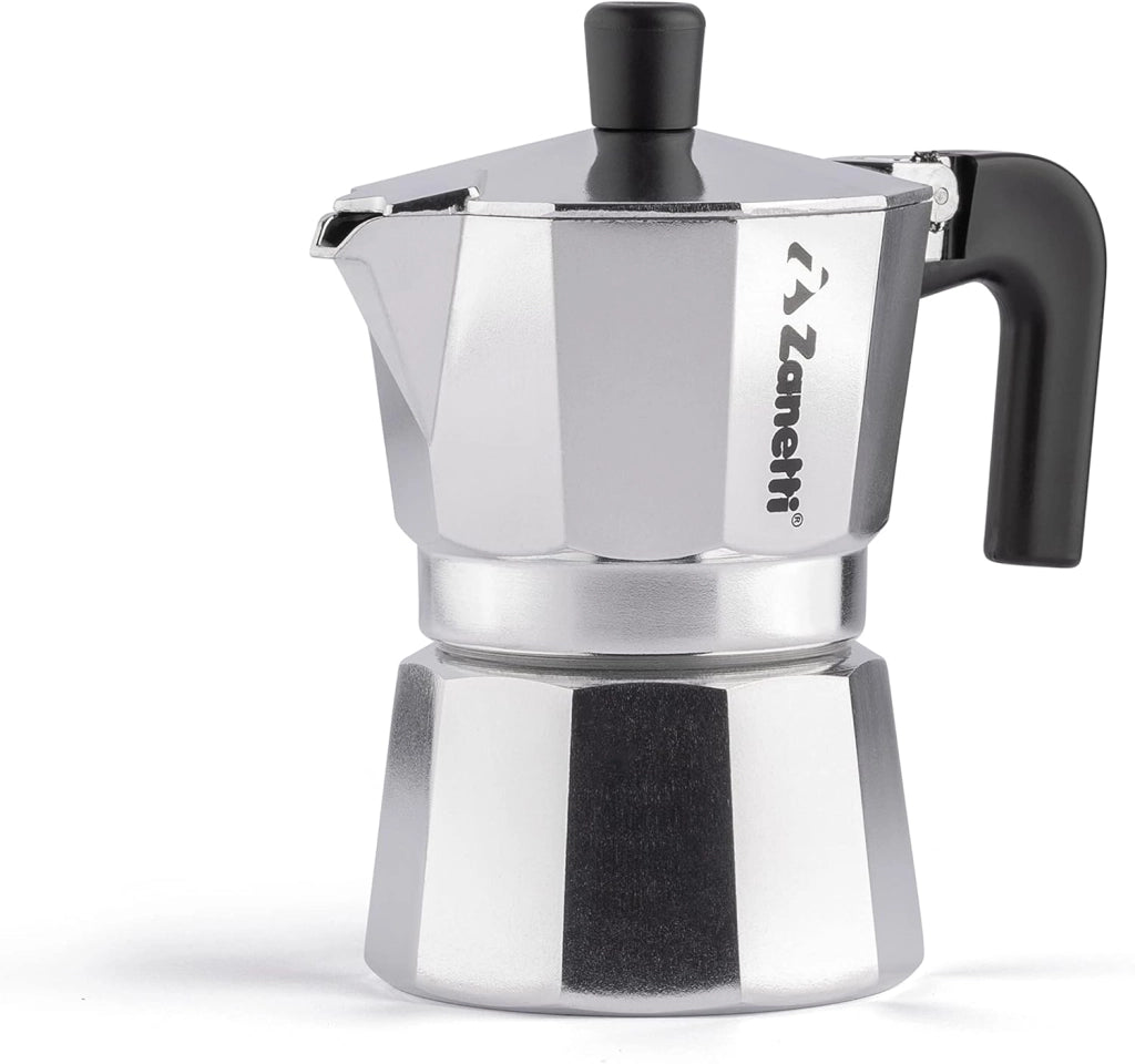 Moka Zanetti Mama 2 Tazze Alluminio Nero Antigoccia