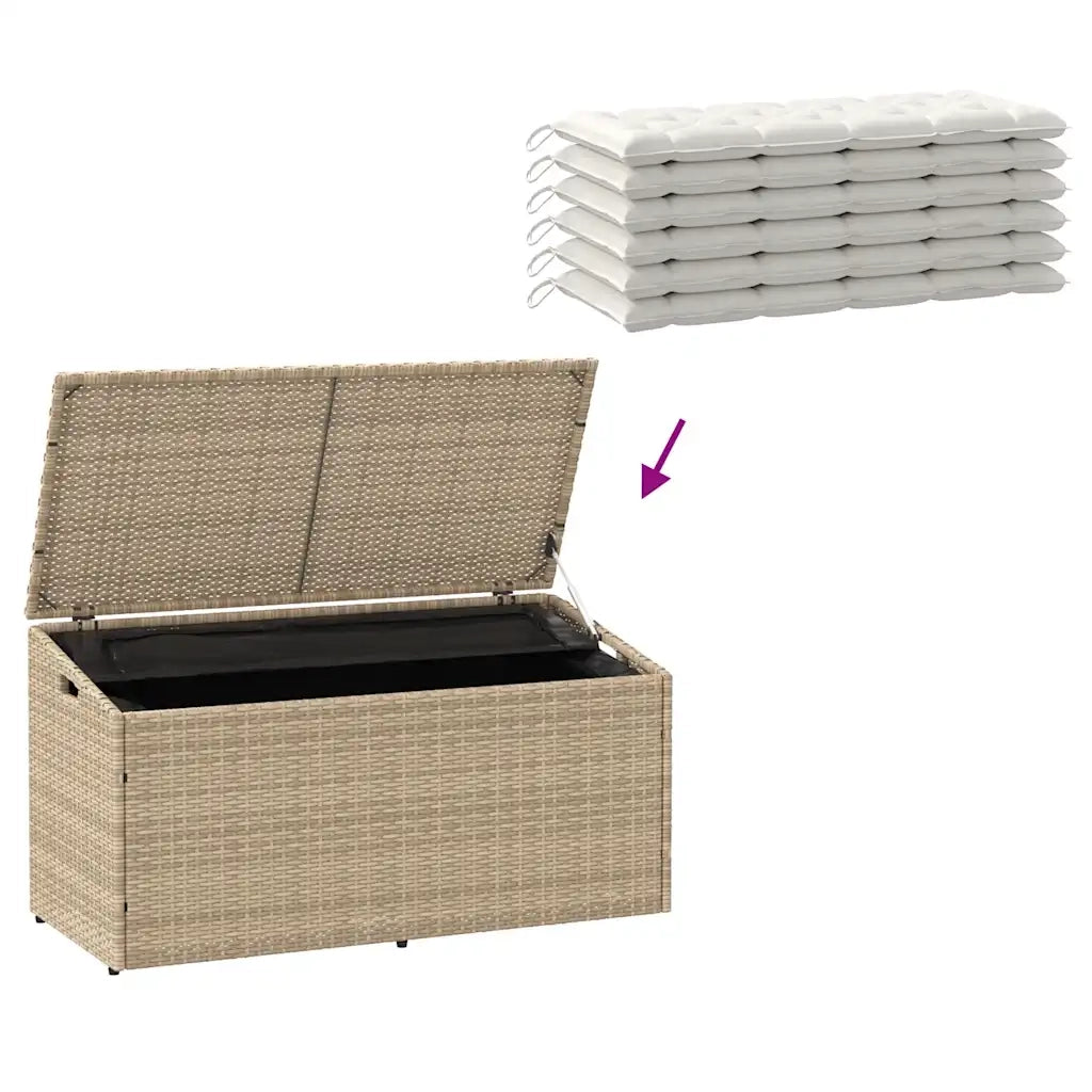 Baule da giardino beige 110x50x58 cm in polyrattan 4104072