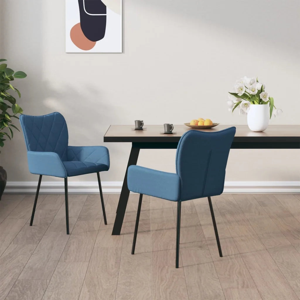 Sedie da Pranzo 2 pz Blu in Tessuto 344843