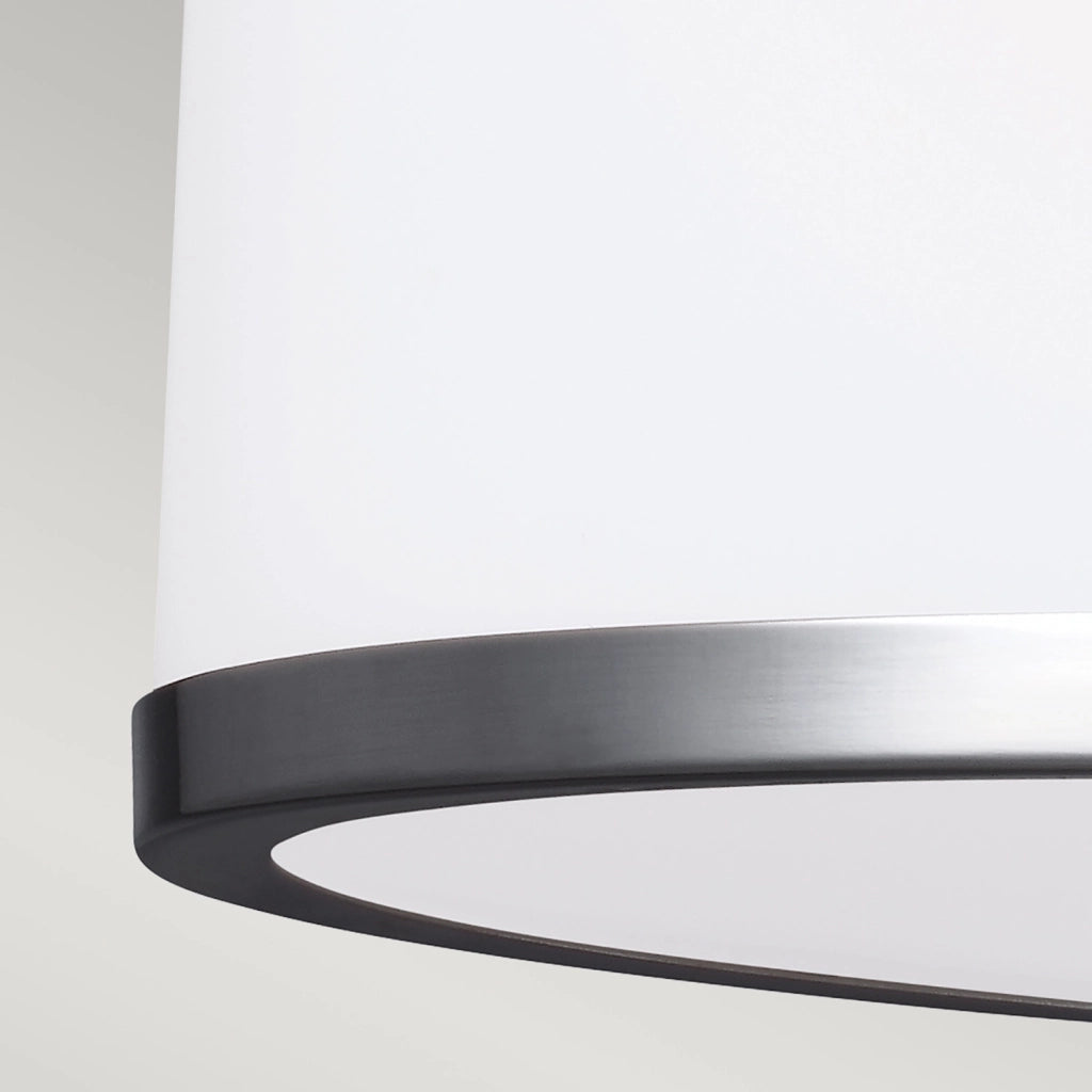 Lampada a Soffitto 2 Luci Rama In Acciaio Nero A Bracci E Sfere In Vetro Opalino