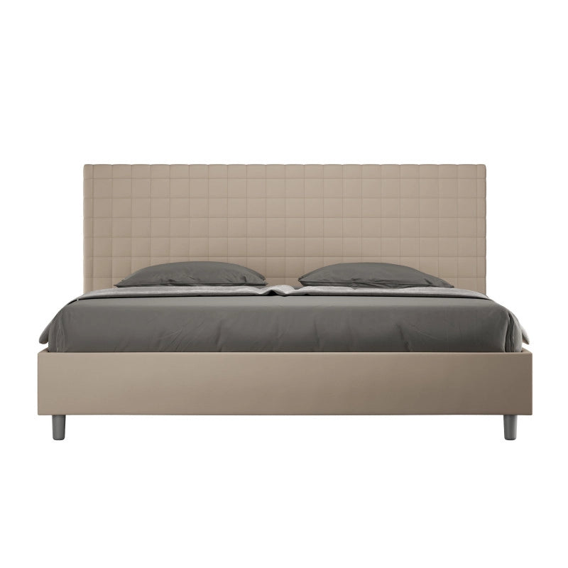 Letto imbottito Matrimoniale 180x190 cm Sunny - Similpelle,Tortora,Con rete