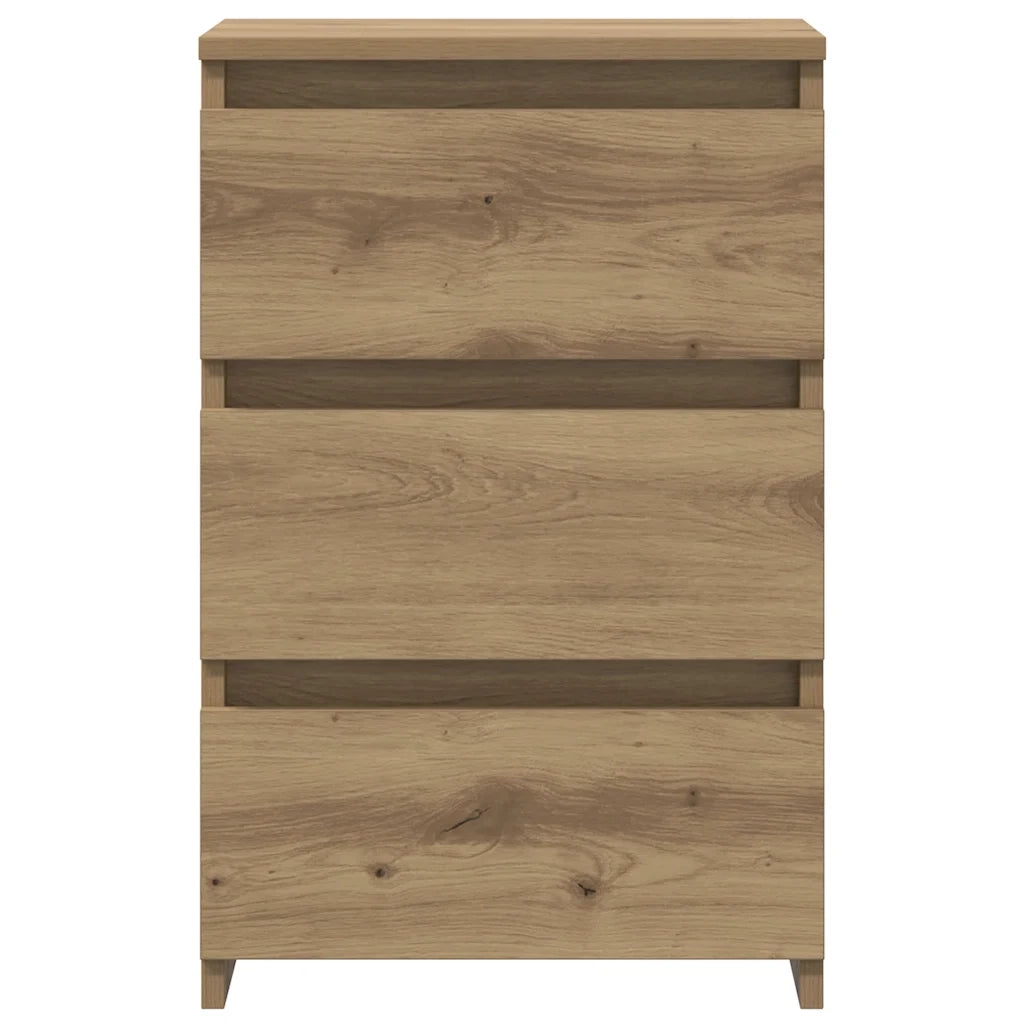 Set di 2 Comodini | Armadio da Notte | Mobiletto da notte Rovere Artigianale 40x35x62,5 cm Legno Multistrato