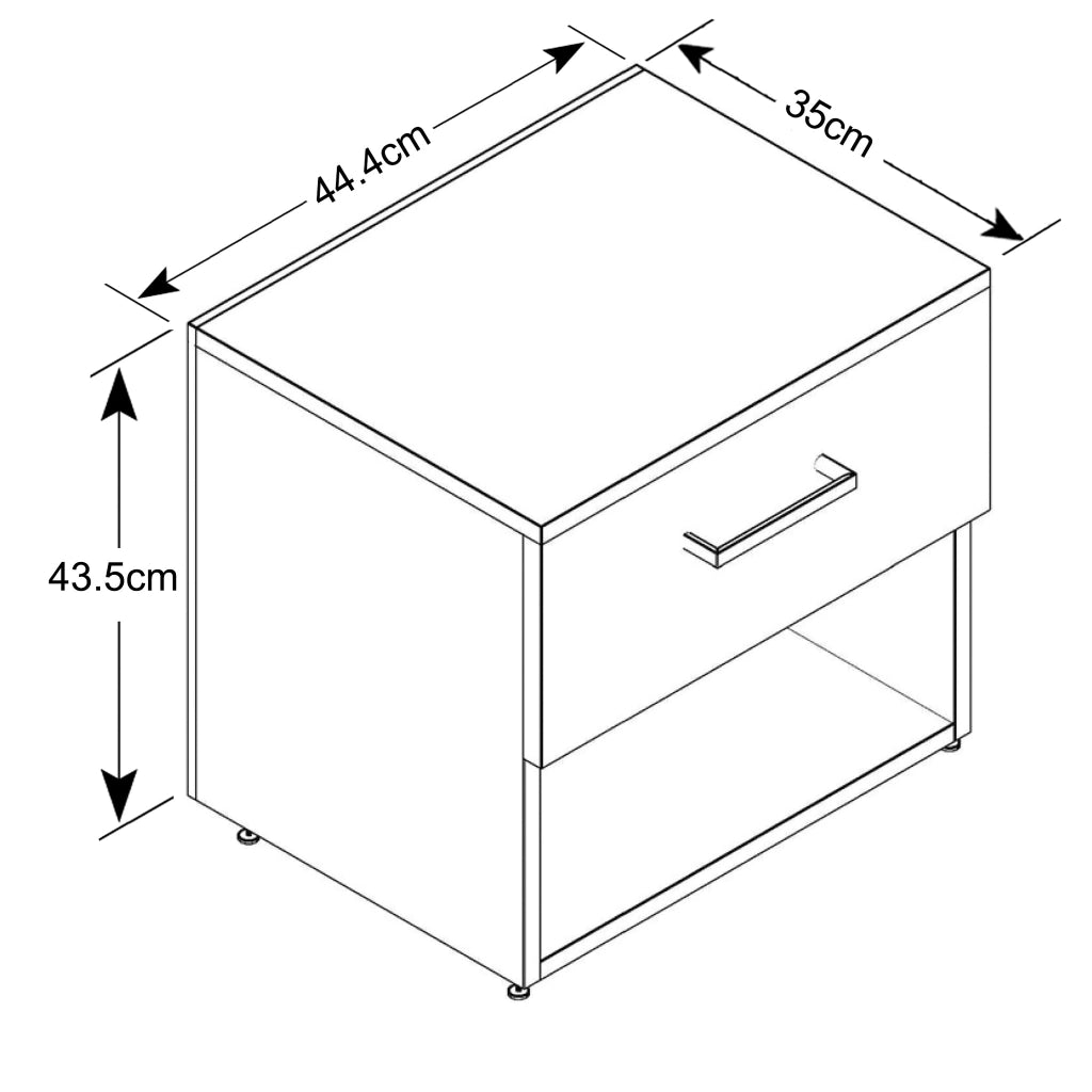 Comodino un cassetto e un vano in Legno Composito cm 44 4x33x43 5 - JAY