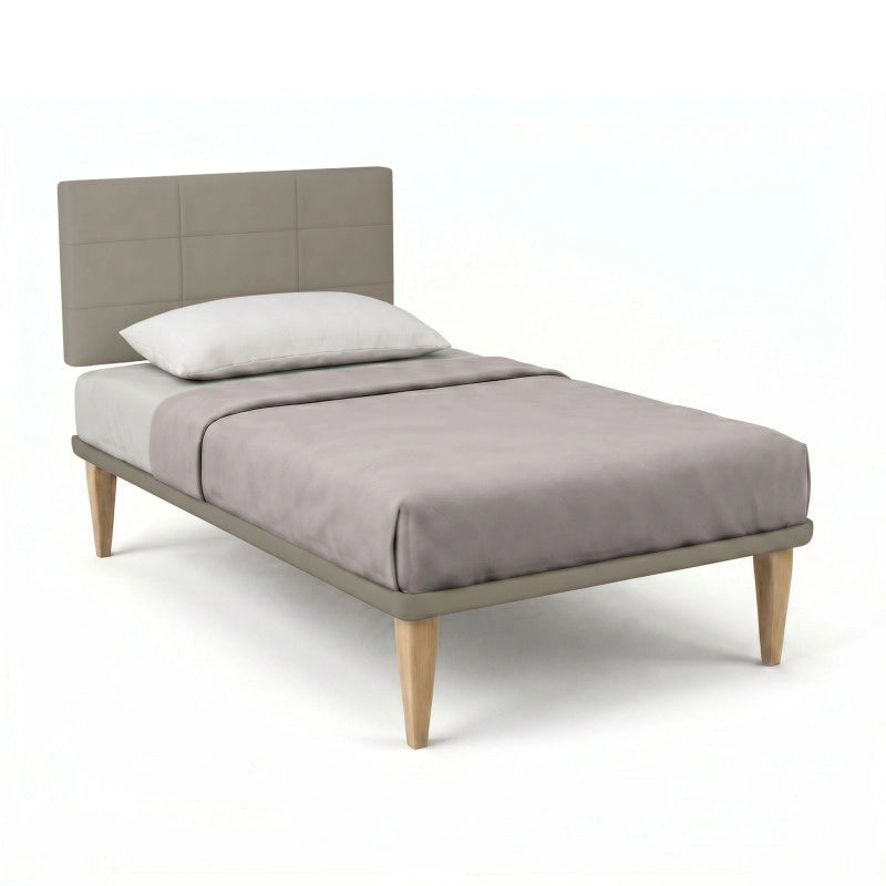 Letto imbottito Singolo 80x190 cm Square - Similpelle,Cappuccino,Con rete