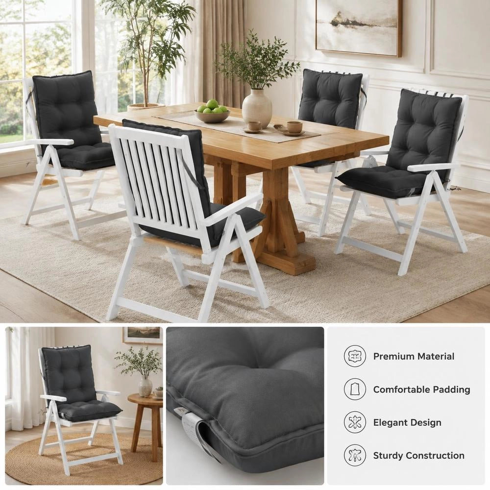 Low-back Chair Cushions, Set Of 4, Anthracite Oxford Fabric