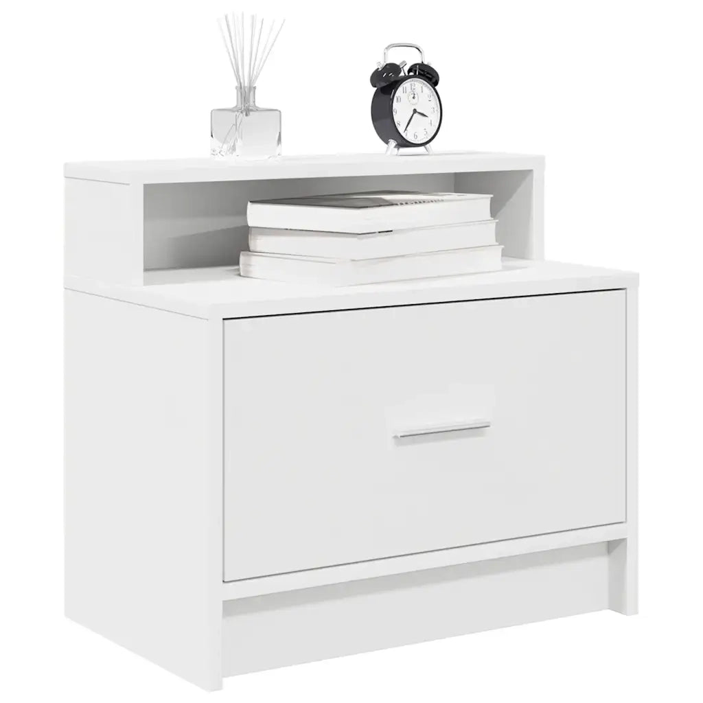 Comodino con cassetto-Tavolino da notte Bianco 51x31x47 cm