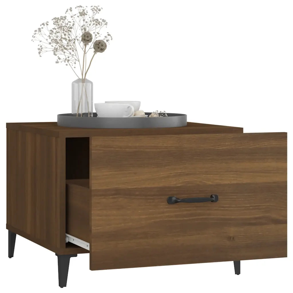 Tavolino da salotto | Tavolino da caff¨¨ | Tavolino da Soggiorno Gambe in Metallo Rovere Marrone 50x50x40 cm