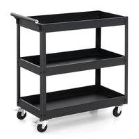 Carrello utilitario a 3 ripiani ad alta capacit¨¤-Carrello in metallo con manico ergonomico Nero