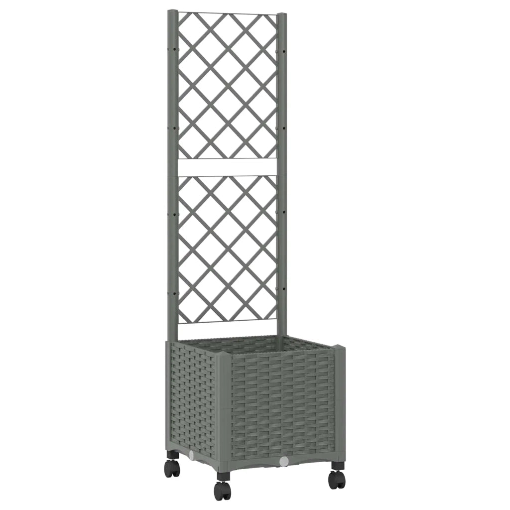 Vaso da giardino con grigliato e ruote Grigio Chiaro PP 3422922