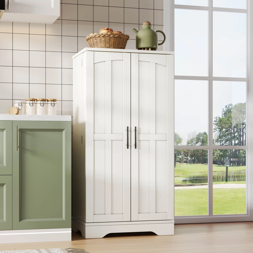 Credenza alta moderna 120x60x40 cm in MDF bianco con luce LED sensore e ripiani regolabili