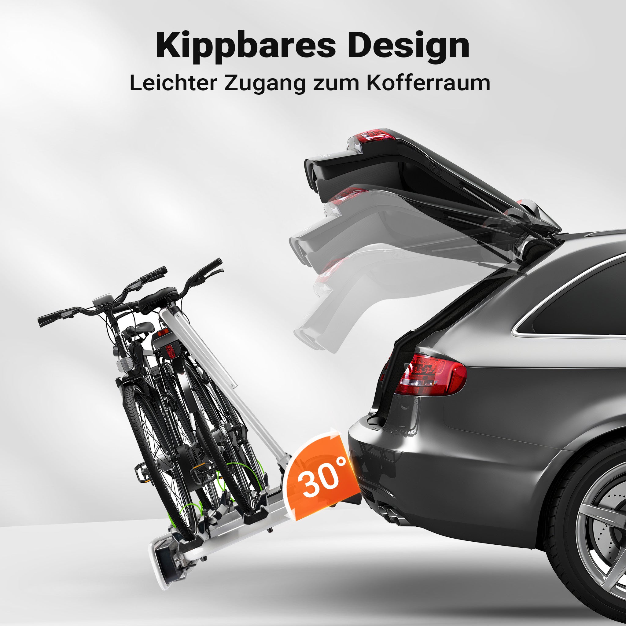 Portabici auto universale per 2 biciclette, porta bici per auto pieghevole, portata max 60 kg, con protezione antifurto