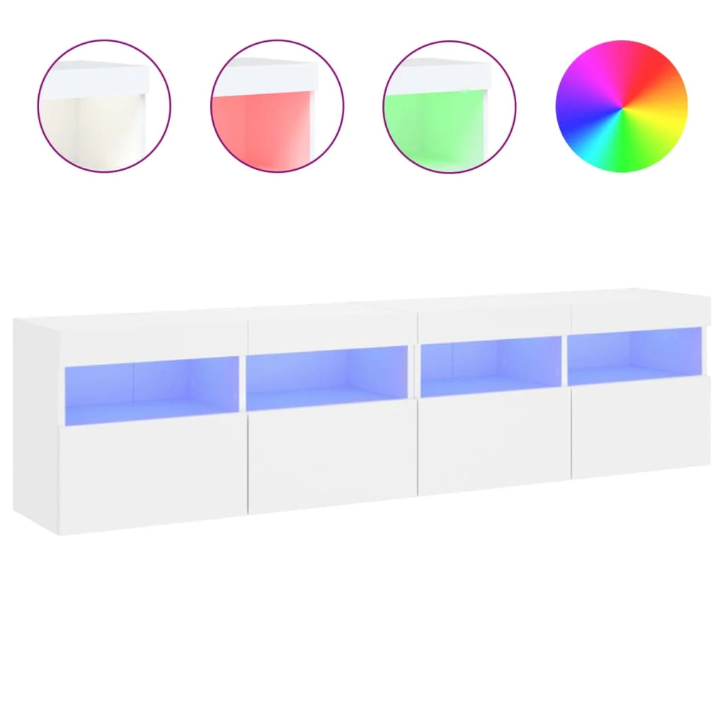 Mobile TV multimediale da parete mensola TV credenza mobile TV per sala da pranzo soggiorno camera da letto con luci LED 2 pezzi 80 x 30 x 40 cm bianco 02_0029115
