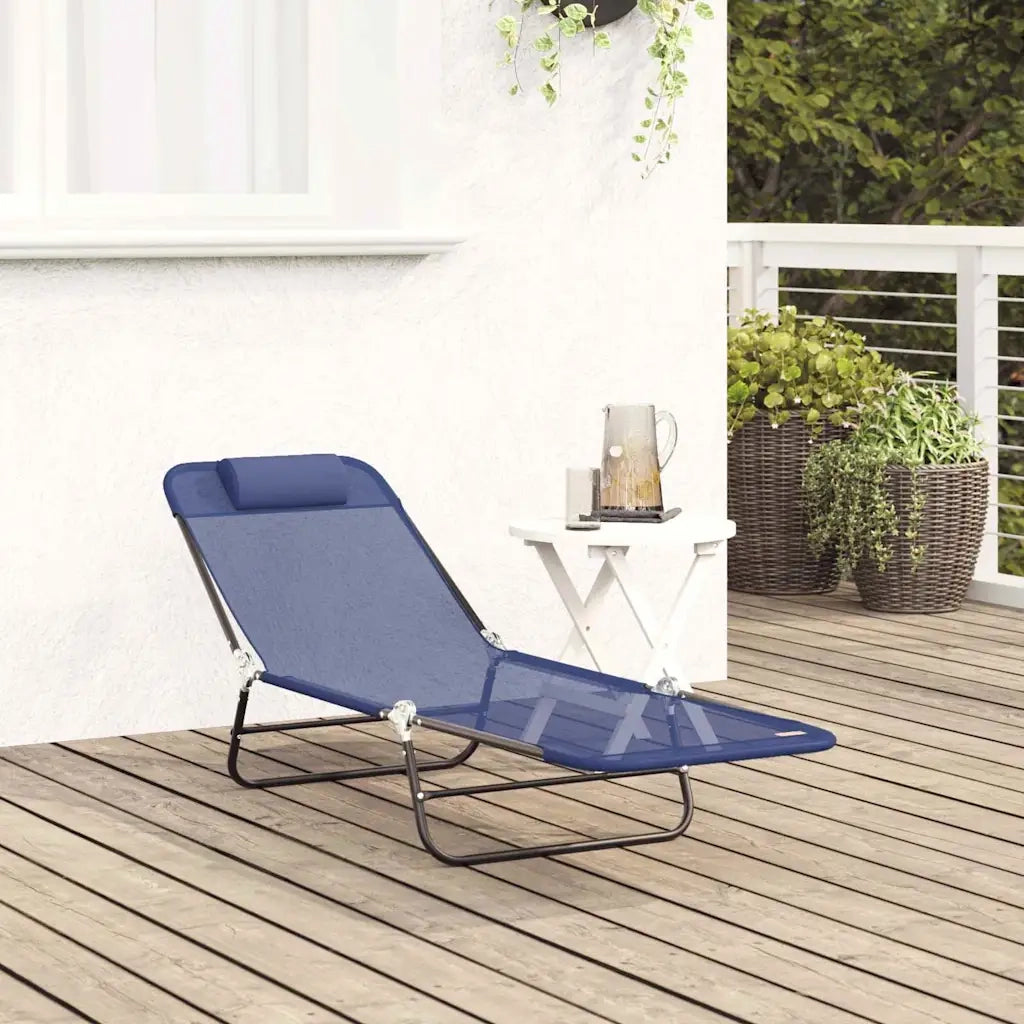 Lettino Prendisole | Sdraio da giardino | Lettino da sole pieghevole Blu navy 182 x 55 x 85,5 cm