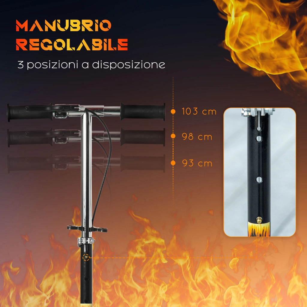 Monopattino per Bambini 7-14 Anni con Manubrio Regolabile su 3 Altezze, 86x35x93/98/103 cm, Nero