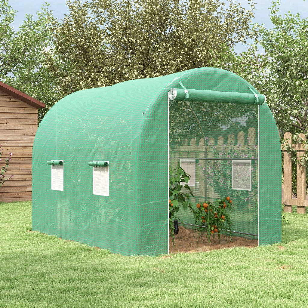 Serra Tunnel da Giardino 6 m2 - Xylo - Telaio Tubolare Verde con Porta e 4 Finestre
