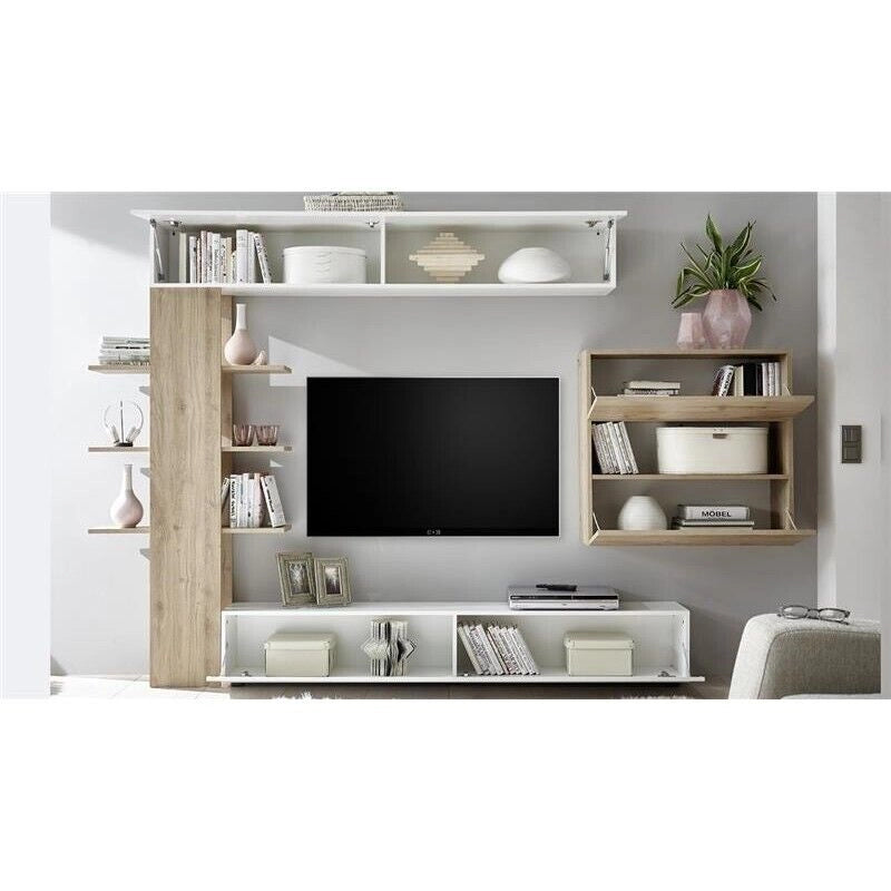 PARETE ATTREZZATA LIBRERIA ASTRAKAT COLORE STRUTTURA E FRONTALI ROVERE/BIANCO 395L X 60P X187 H