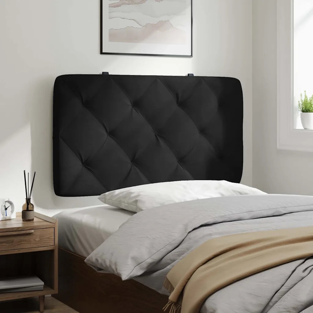 Coussin de tête de lit noir 80 cm velours
