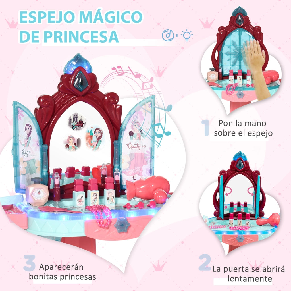 Tocador de Maquillaje con Specchio, Luce e Musica per Bambini ¨C zephmum ¨C 57x34x76 cm Multicolor