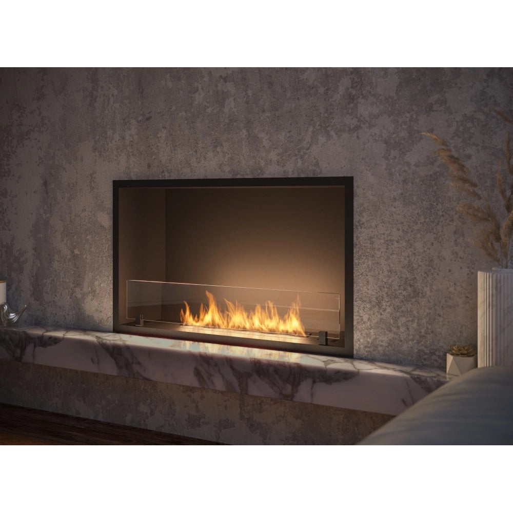 Caminetto a Bioetanolo Inside Black 800 da Incasso - Nero Opaco, con Vetro, Bruciatore 1L, Design Moderno