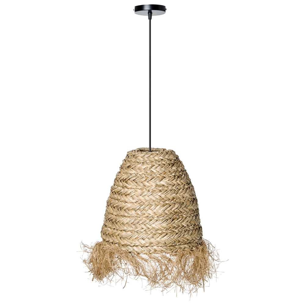 Lampada a sospensione Paralume naturale in seagrass con frange Lampadario in stile boho intrecciata a mano Illuminazione