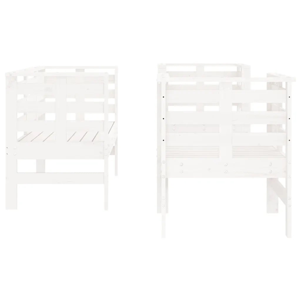 Set Salotto da Giardino 3 pz Bianco in Legno Massello di Pino 825143
