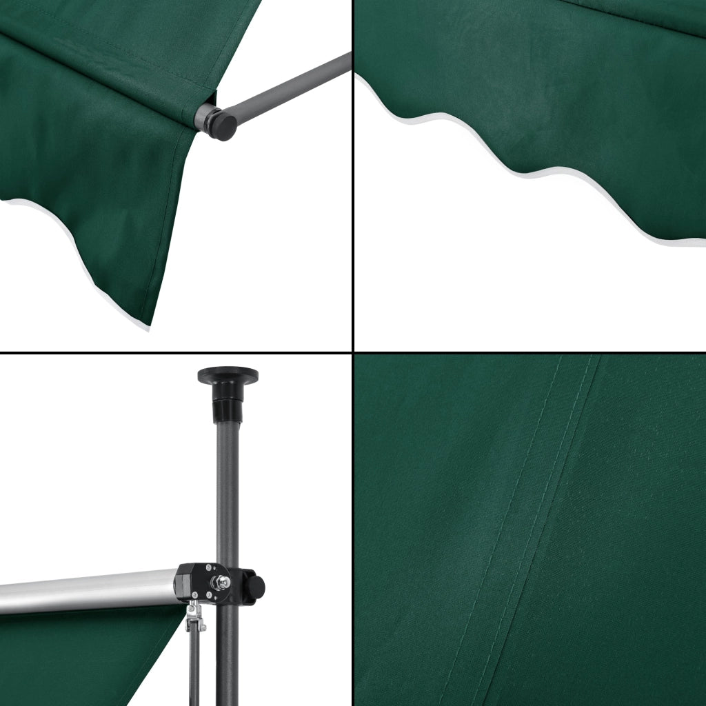 Tenda da sole telescopica in acciaio e poliestere 150 x 120 x 200-300 cm verde scuro 03_0008317