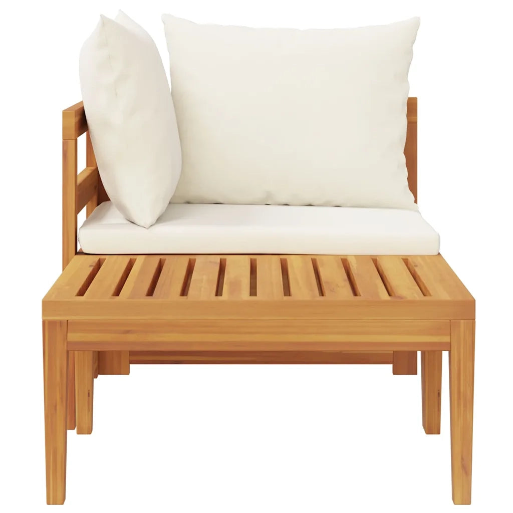 Salotto da Giardino-Set Divani Giardino 2 pz Cuscini Bianco Crema in Legno d'Acacia 713799