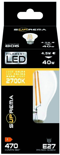 Lampada a Filamento LED Goccia E27 Luce Calda 7 W 806 Lumen 3 Pezzi Suprema