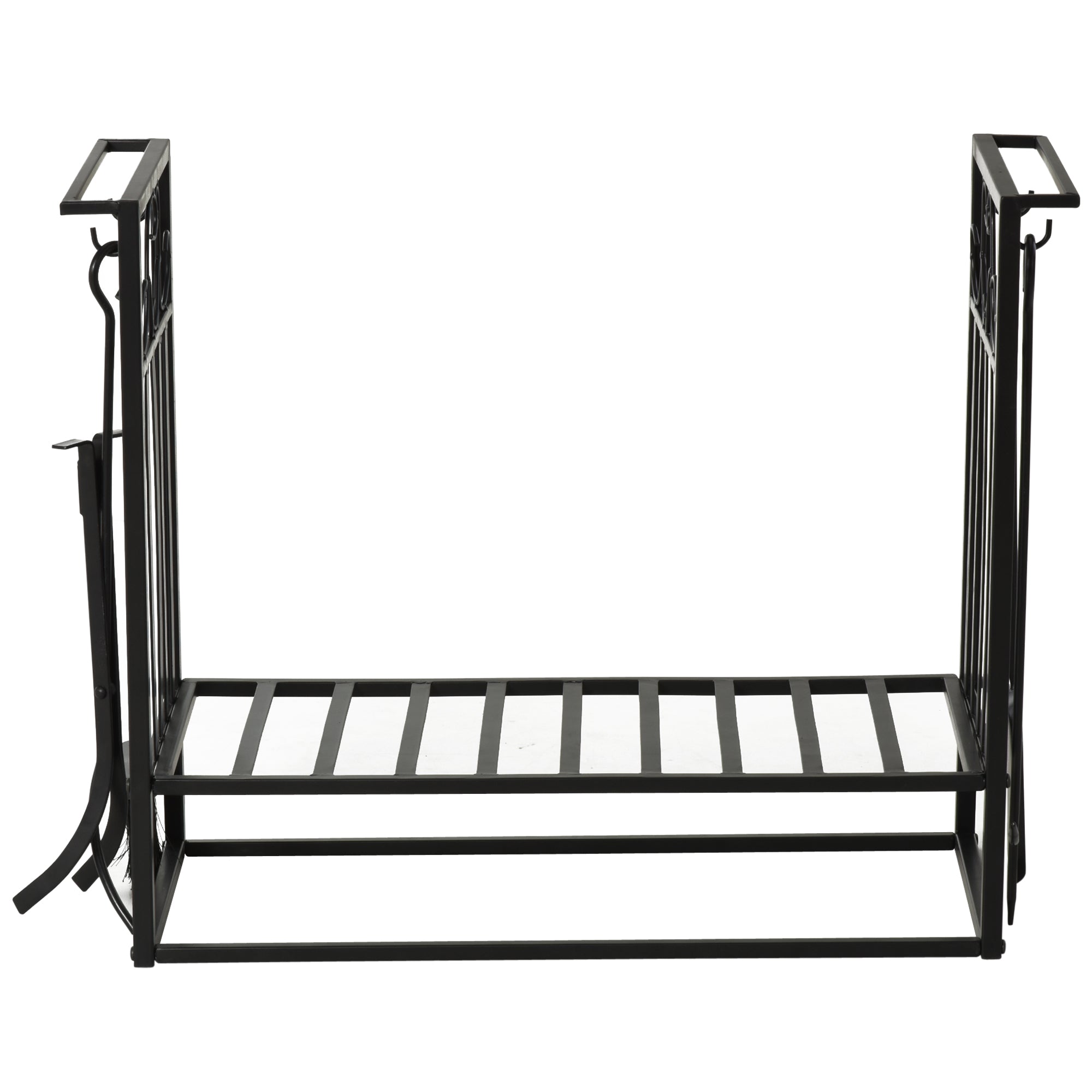 Portalegna Legnaia 75x30x60 cm in Acciaio con Attrezzi  Nero