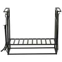 Portalegna Legnaia 75x30x60 cm in Acciaio con Attrezzi  Nero