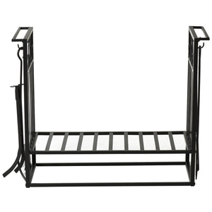 Portalegna Legnaia 75x30x60 cm in Acciaio con Attrezzi  Nero