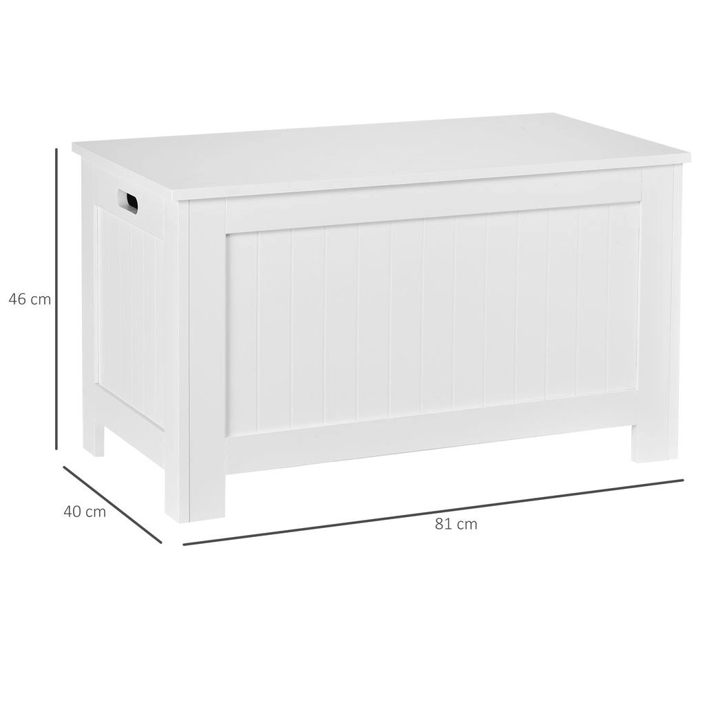 PANCA CONTENITORE MULTIUSO IN LEGNO MDF APERTURA CON BLOCCO DI SICUREZZA, 81X40X46 CM BIANCO