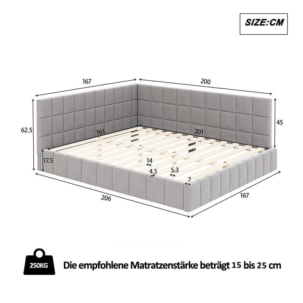 Divano letto - Xylo - 160x200 cm velluto morbido grigio
