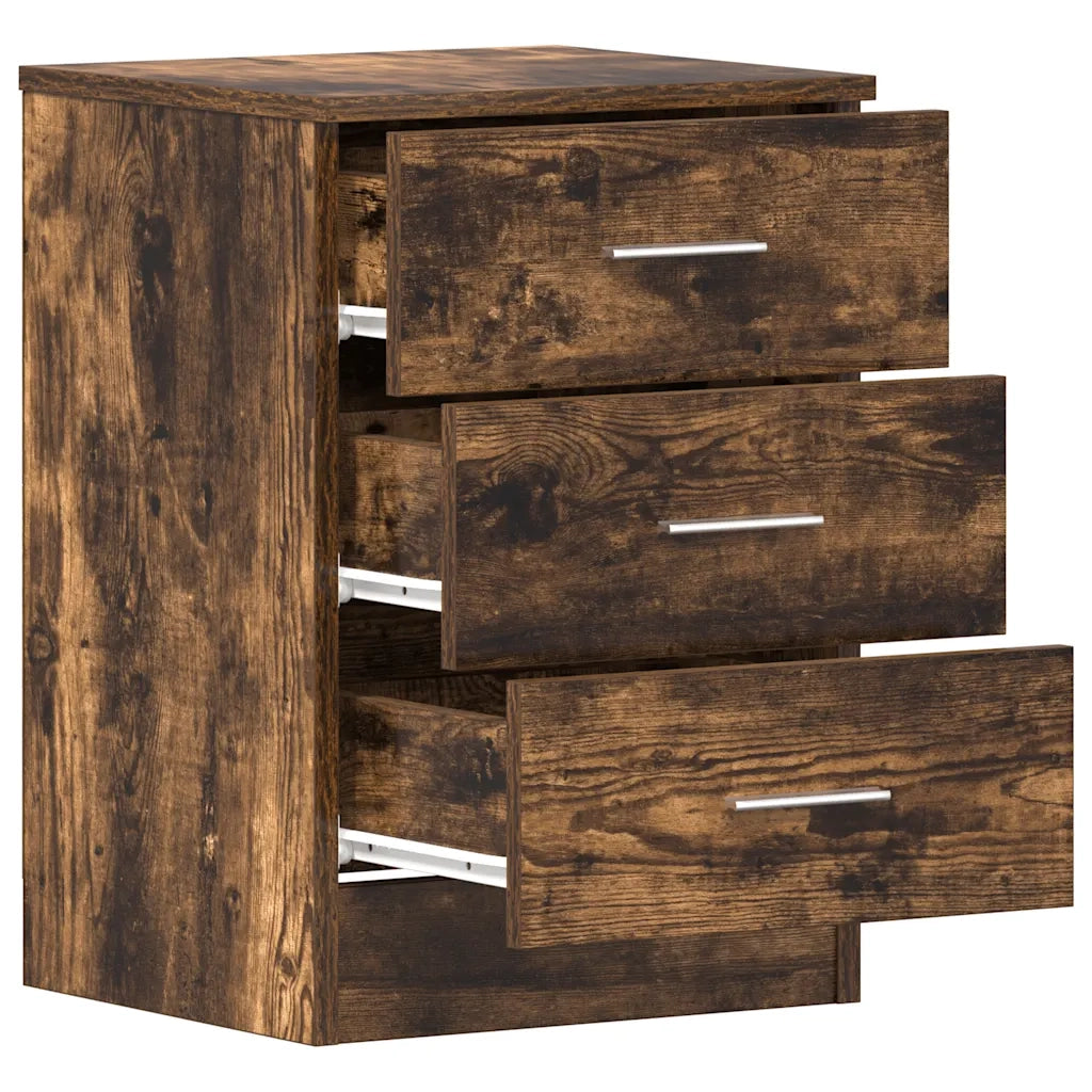 Set di 2 Comodini | Armadio da Notte | Mobiletto da notte Rovere Fumo 38x35x56 cm in Legno Multistrato
