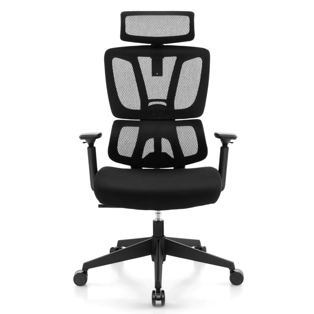Sedia da ufficio ergonomica con supporto lombare a forma di N, Sedia da scrivania regolabile e inclinabile Nero-Sedie da ufficio