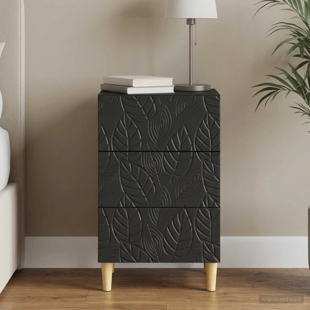 Comodino Nero 43 x 39,5 x 66,5 cm Legno ingegnerizzato 895016