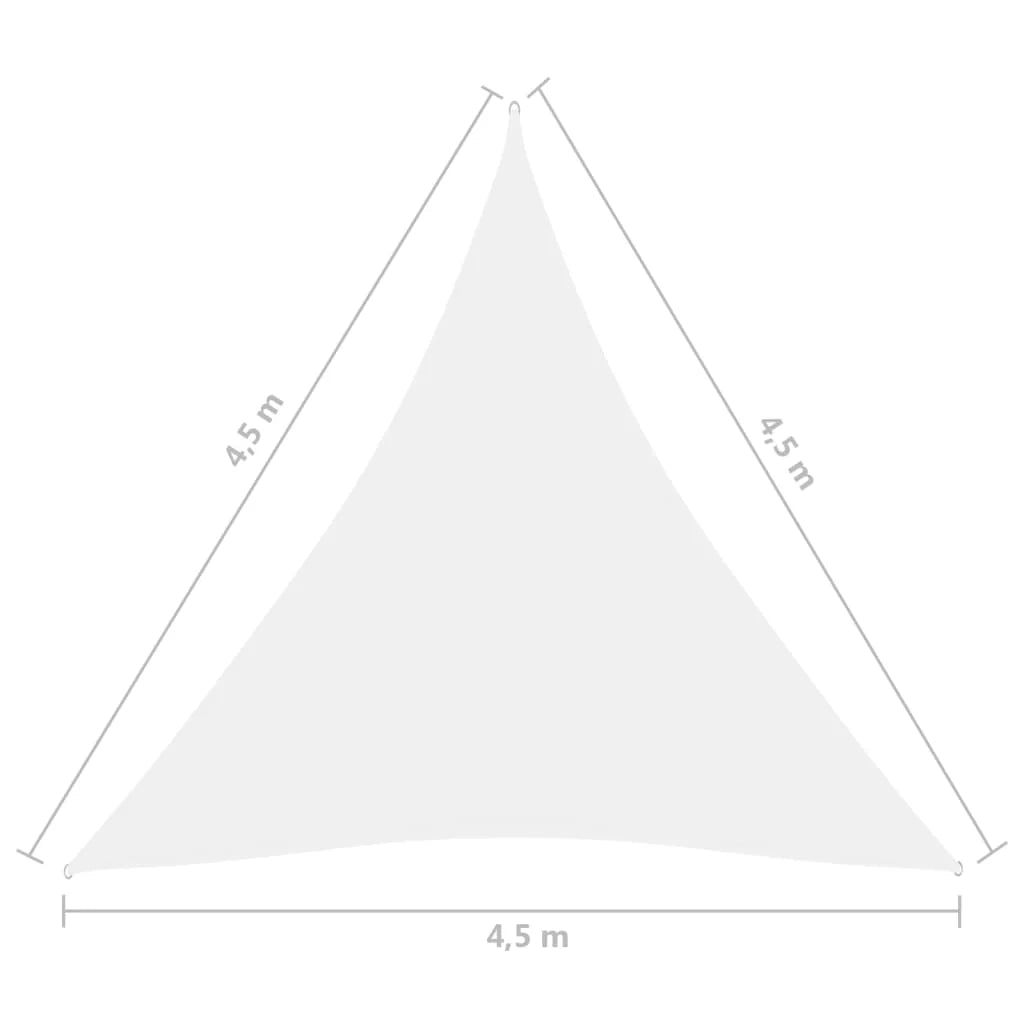 Vela ombreggiante triangolare in tessuto Oxford 4,5 x 4,5 x 4,5 m bianco 02_0009853