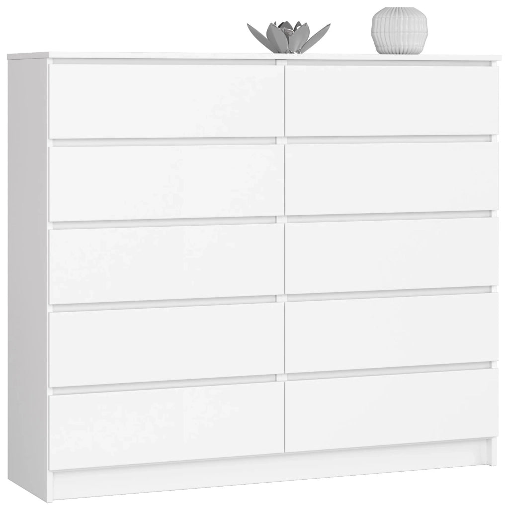 Cassettiera AKORD K140 Bianca 138 cm 10 cassetti 138x40x121 cm