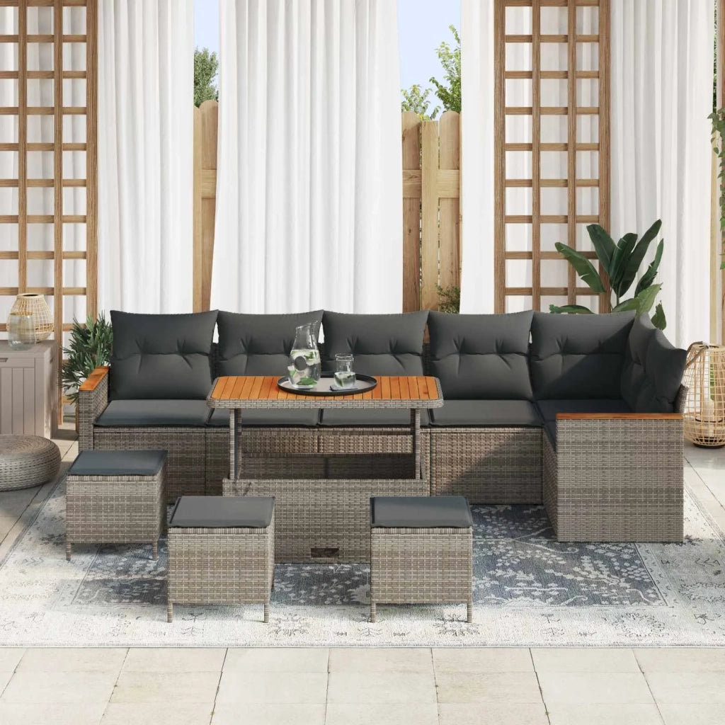 Set Divano da Giardino 10 pcs Grigio polyrattan 3362943
