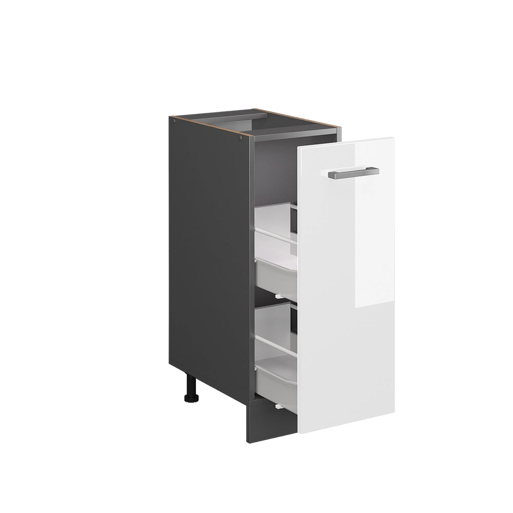 Armadio cucina dispensa alto R-Line Bianco lucido/Antracite 30 cm, PL Rovere Vicco