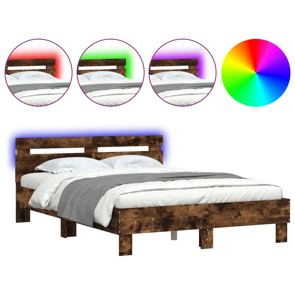 Giroletto con Testiera e LED-Struttura Letto con testiera Rovere Fumo 120x190 cm 140773